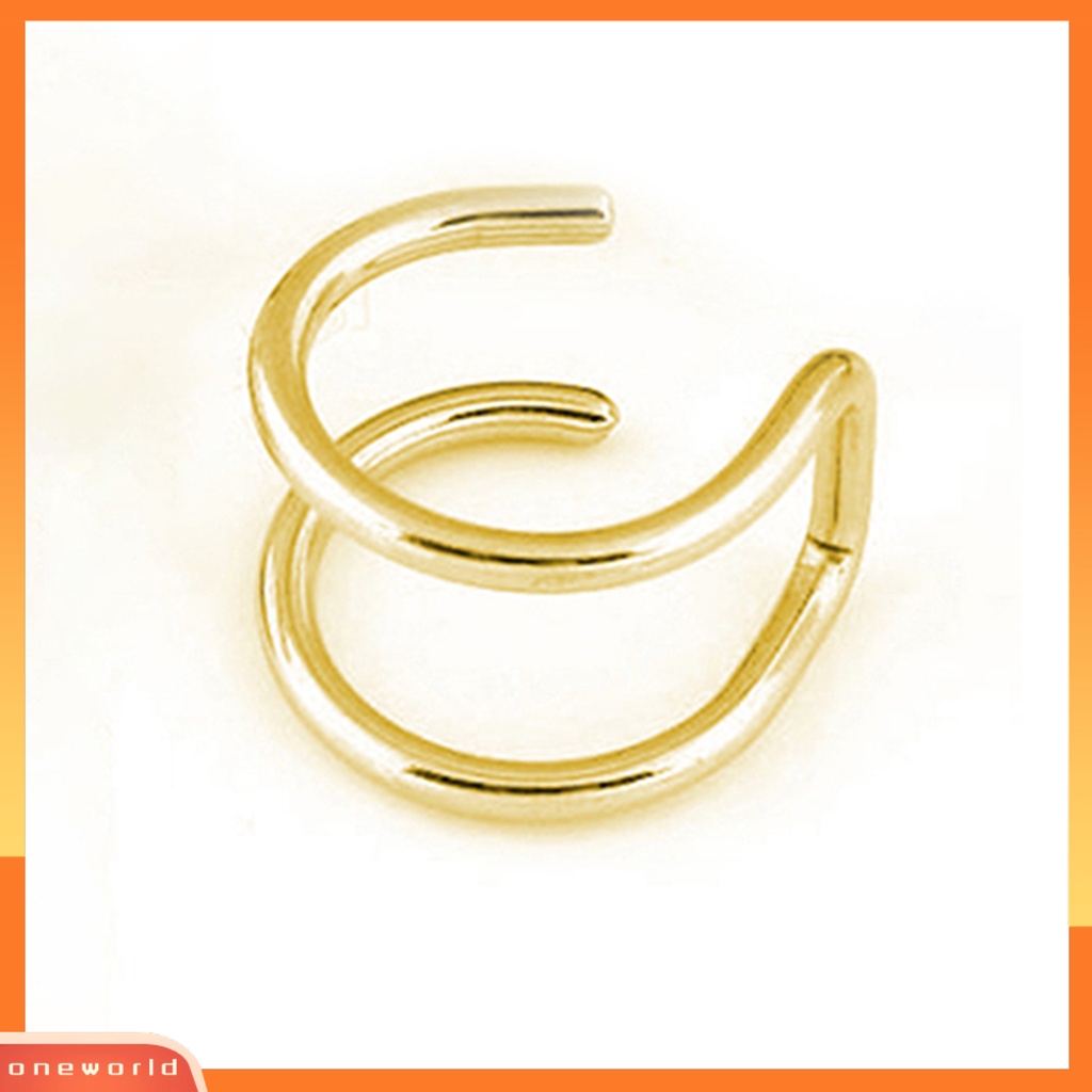 [WOD] Ear Clip Cuff Keren Non Piercing Anting Tulang Rawan Palsu Stainless Steel 2baris Untuk Bar