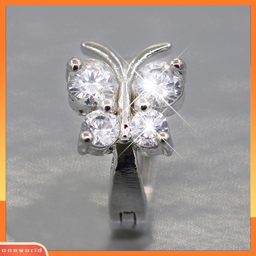 [WOD] Lady Butterfly Zircon925 Sterling Silver Disepuh Ear Stud Hoop Earrings Perhiasan