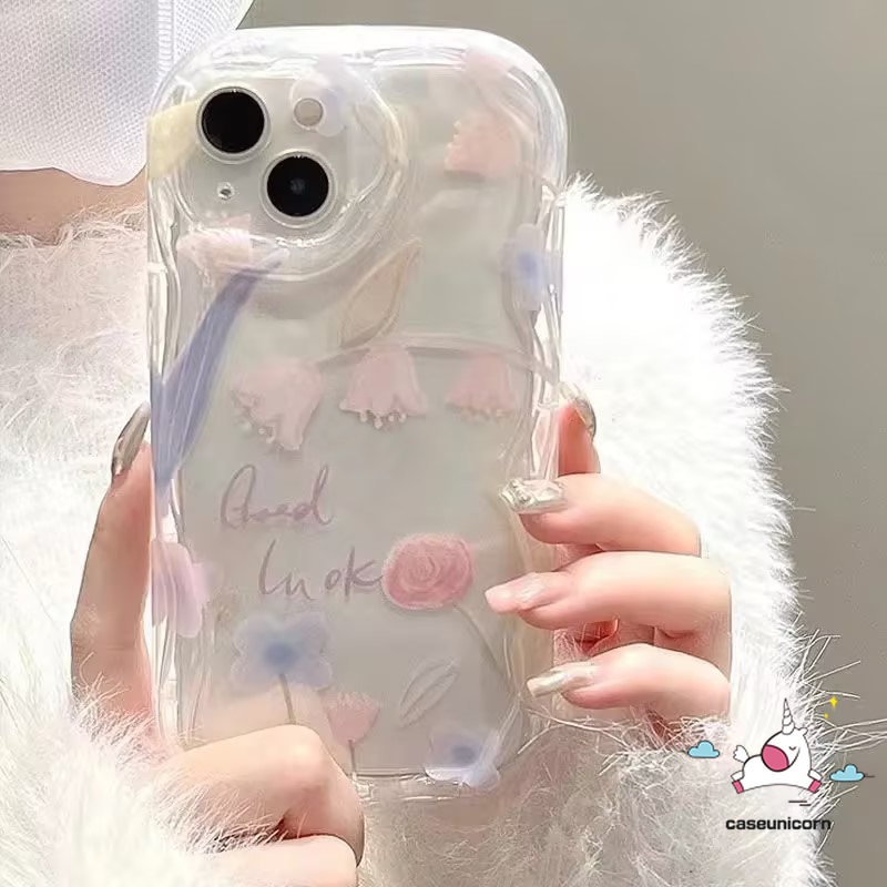 Casing Bunga Tulip Ungu Untuk Realme C53 C25 C35 C31 C55 C15 9i 5 7i 5i 6i 5s C33 C12 C25Y C25s C21Y C11 C30 C17 C21 C3 C20 C20A Casing Bunga Tepi Bergelombang 3D Lembut Transparan