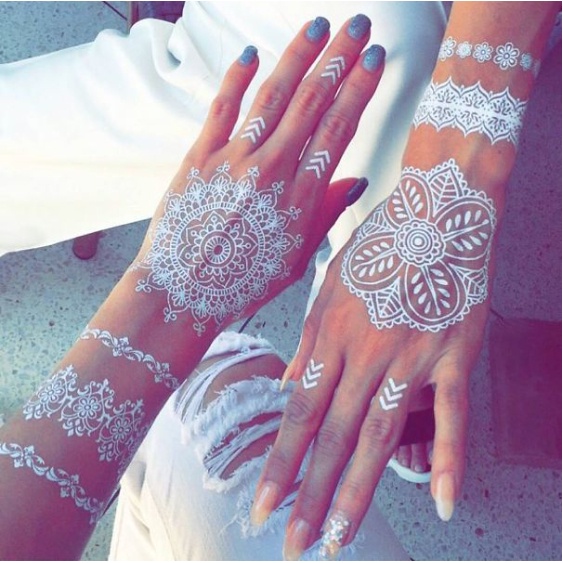 1PCS Hena instan Hannah Lace Tattoo Sticker European And American Wedding Bride Waterproof Tattoo Sticker Cross-Border Tattoo