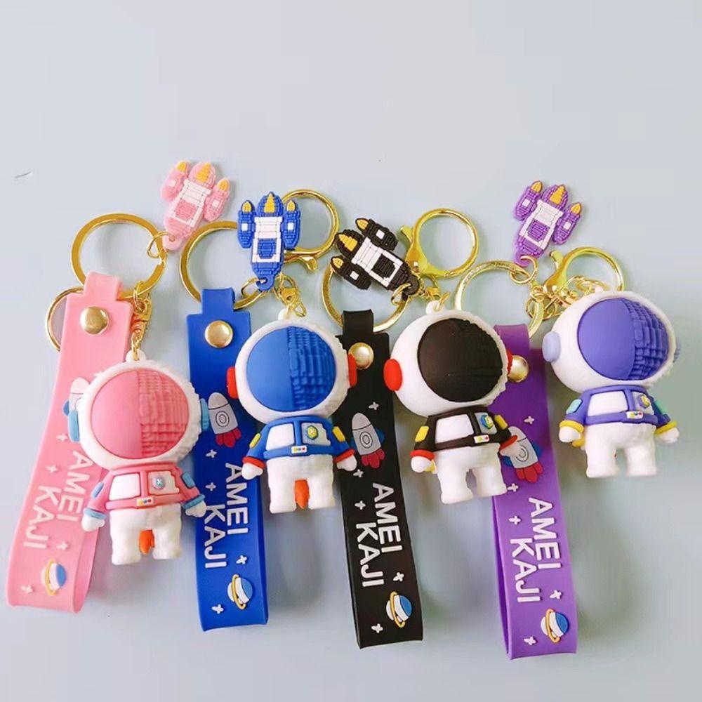 Lanfy Astronot Gantungan Kunci Silikon Fashion Pesona Liontin Kunci Aksesoris Ornamen Spaceman Liontin Mobil Keyring