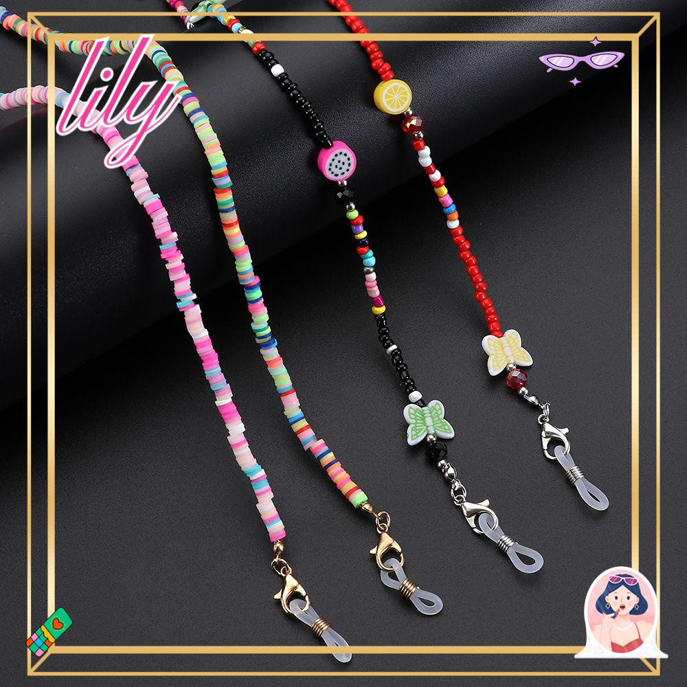 Lily Lanyard Wanita Anak Huruf Manik-Manik Leher Lanyard Kacamata Pemegang Tali