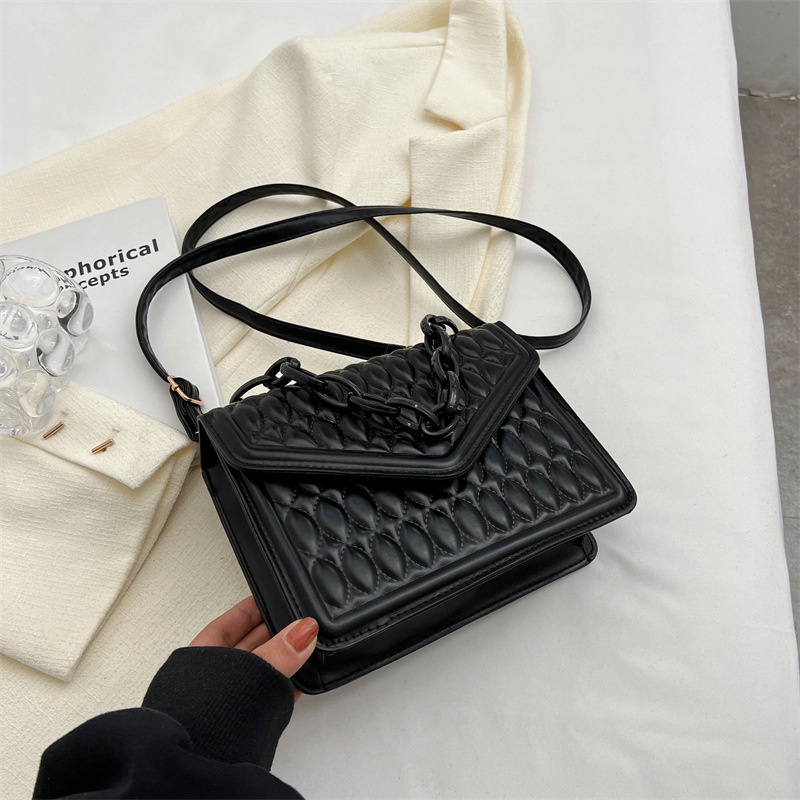 Tas kecil tekstur kasual retro sederhana tas tangan warna solid satu bahu tas tangan persegi kecil