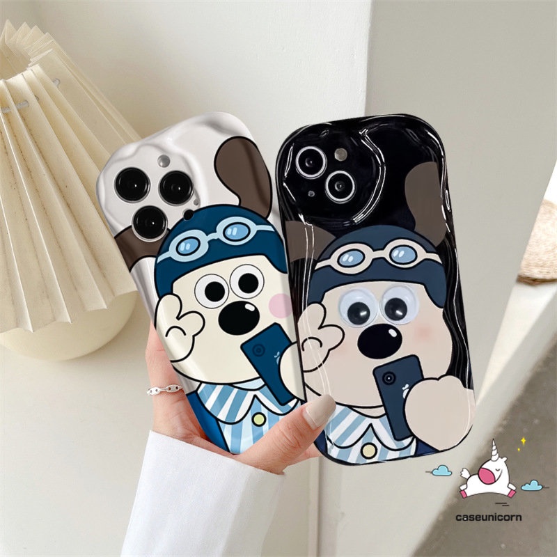 Untuk Realme C53 C55 C31 C11 C35 5i 9i 5sC25 C33 C30 C15 5 6i 7i C21Y C25s C25Y C12 C17 C21 C2 C20 C3 C1 3D Wavy Curved Edge Cute Gromit Selfie Dog Kartun Lembut Tpu Pasangan Cover