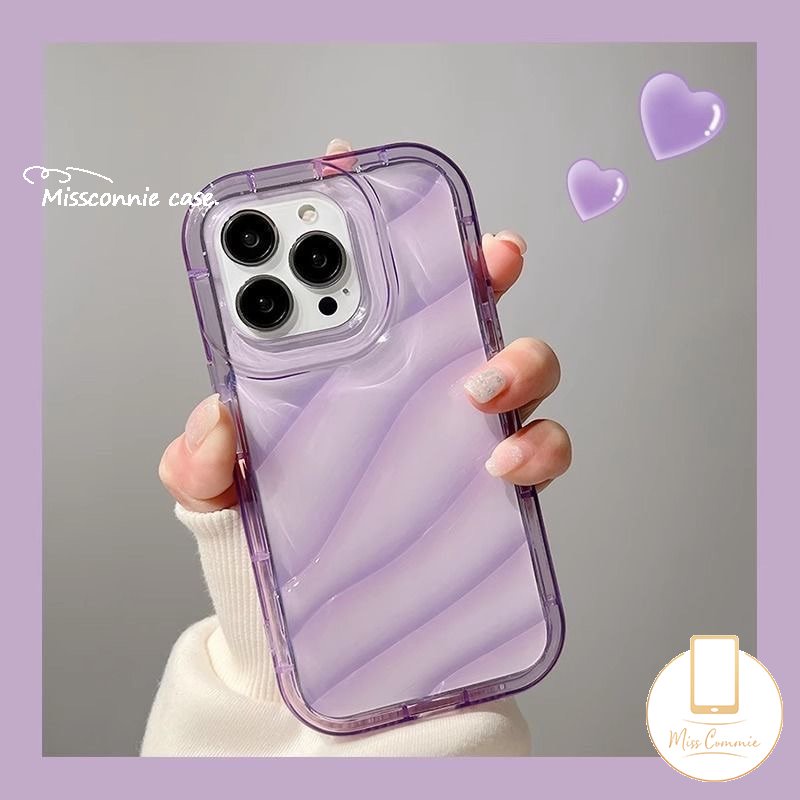 Ins Permen Warna Mewah Sederhana Casing Bening Kompatibel Untuk IPhone 7Plus XR 11 14 13 12 Pro MAX 8Plus 6 6S 7 8 Plus X XS MAX SE 2020terbaru 3D Stereo Kreatif Bergelombang Penutup Tahan Guncangan