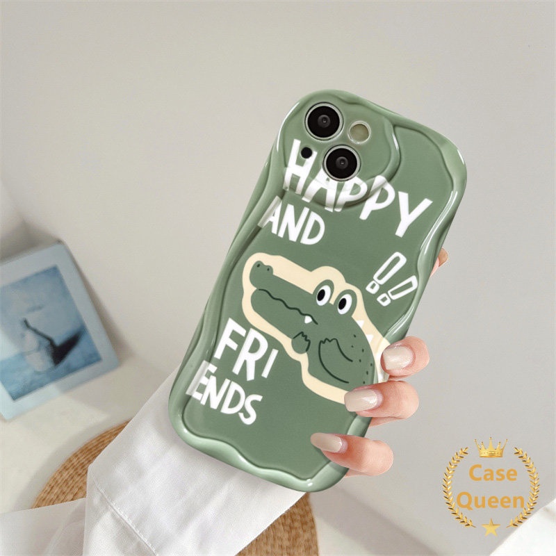 Selfie Lucu Gromit Dog Kartun Buaya Dinosaurus 3D Bergelombang Melengkung Tepi Case Untuk Samsung A12 A32 A13 A04s A52s A50 A13 A24 A50s A14 M12 A52 A30s Pasangan Lucu Happy Girl Boy Cover