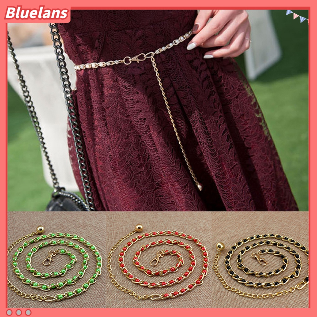 [BLS] Ikat Pinggang Manik-Manik Hiasan Gaun Mutiara Imitasi Adjustable Waist Belt Untuk Wanita