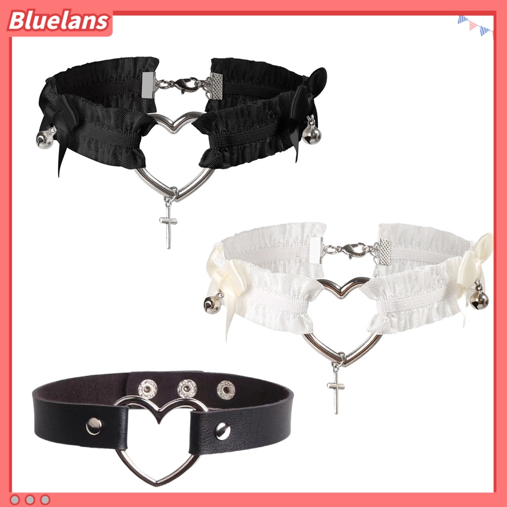 [BLS] Wanita Choker Gothic Punk Gaya Sexy Elastis Lonceng Cosplay Bondage Lace Heart Ikatan Simpul Silang Kaki Cincin Garter Belt Perhiasan Untuk Pakaian Sehari-Hari