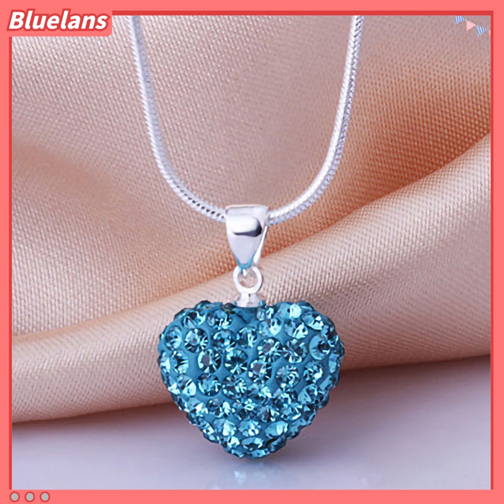 [BLS] Wanita Kalung Berlian Imitasi Hias Cinta Hati Liontin Alloy Rantai Kalung Perhiasan Untuk Pesta