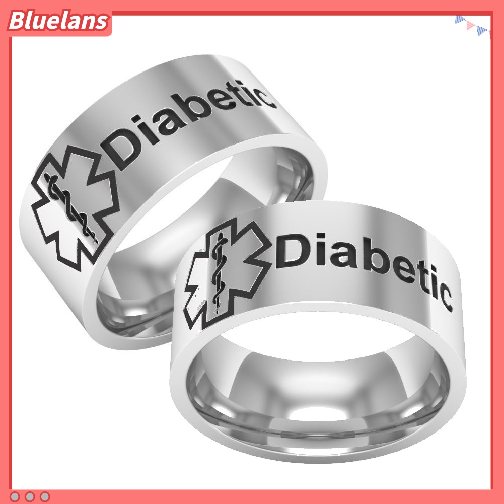 [BLS] Kondisi Medis Siaga Diabetes Titanium Unisex Band Jari Cincin Perhiasan Hadiah