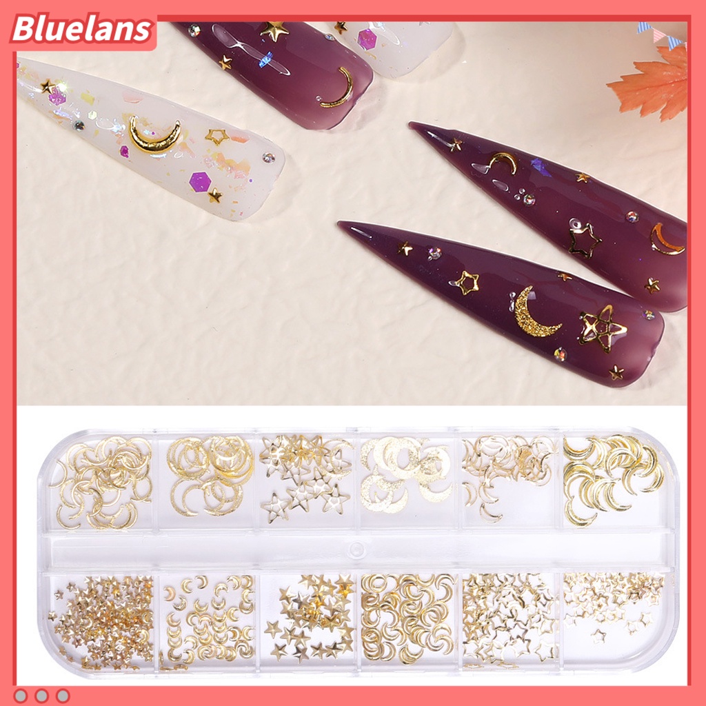 [BLM] 1kotak Dekorasi Kuku 12kisi Desain DIY Bahan Alloy Hiasan Kuku 3D Sequin Untuk Wanita