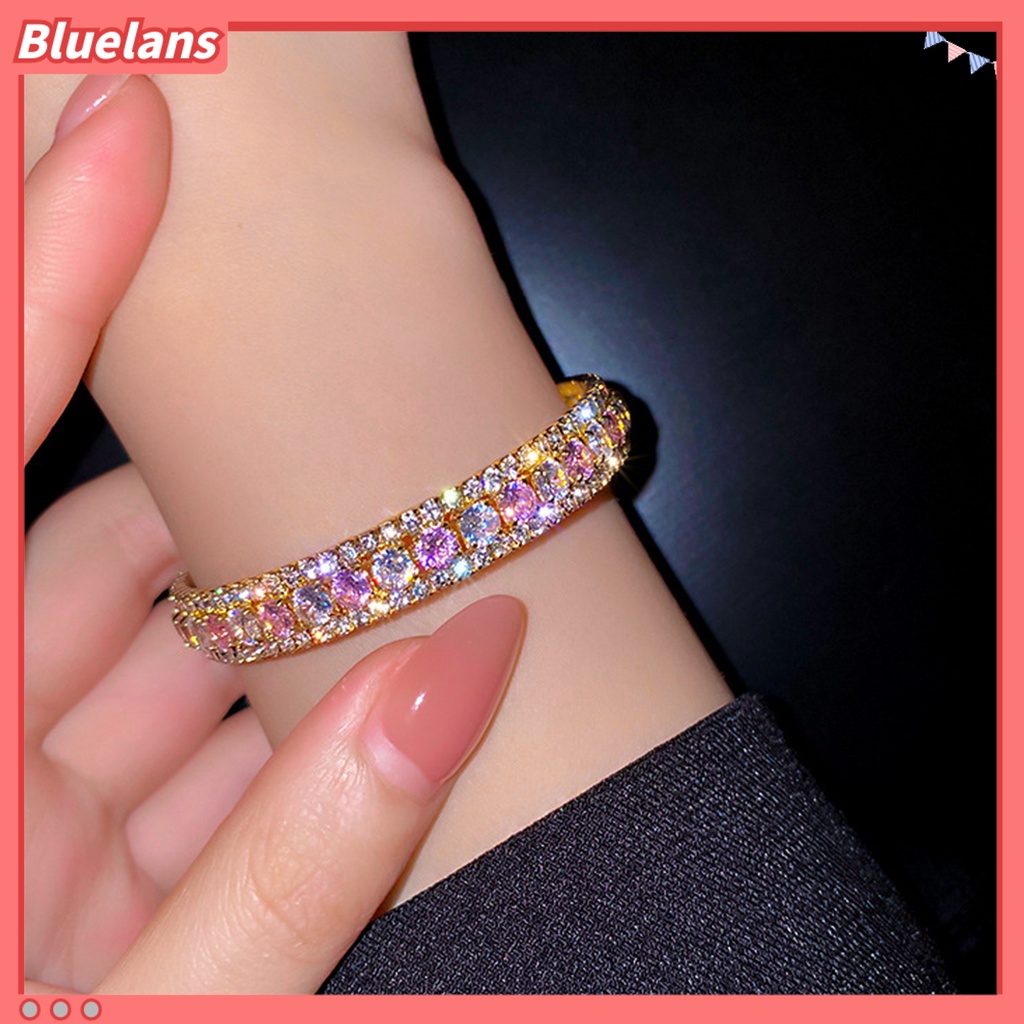 [BLS] Gelang Tangan Wanita Rantai Tangan Portabel Bulat Berlian Imitasi Mengkilap Untuk Hadiah