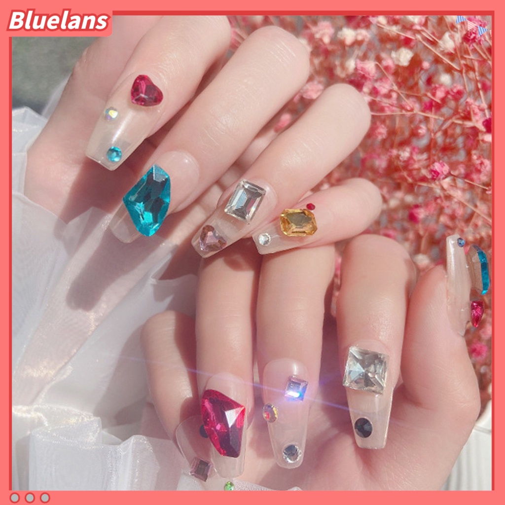 [BLM] Nail Rhinestones Indah DIY Ringan Nail Art Multi-faceted Love Dekorasi Untuk Wanita