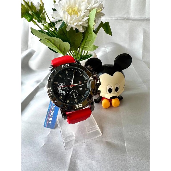 Jam Tangan LEOPARD Original Chrono Sport Strabp Rubber Water Resist A1