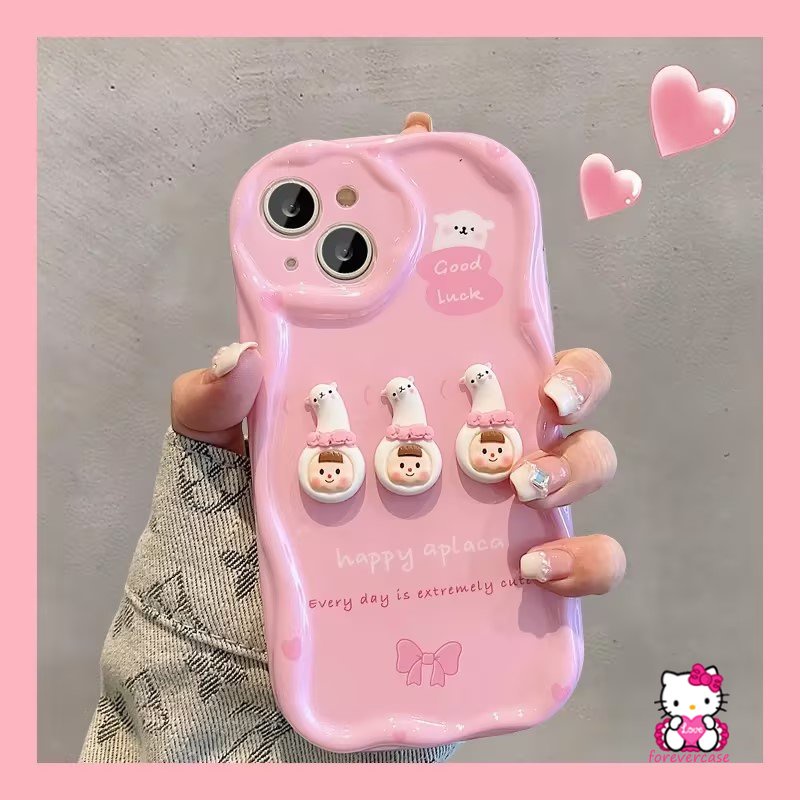 Mainan 3D Lucu Kartun Lucu Alpaca Girl Case Untuk Realme C53 C30 C25s C35 C25Y C55 C33 C21Y C21 C25 C31 C11 C12 C17 C15 5i 5s 6i 9i 5 7i C3 C20 C20A 3D Wavy Curved Edge Soft Cover