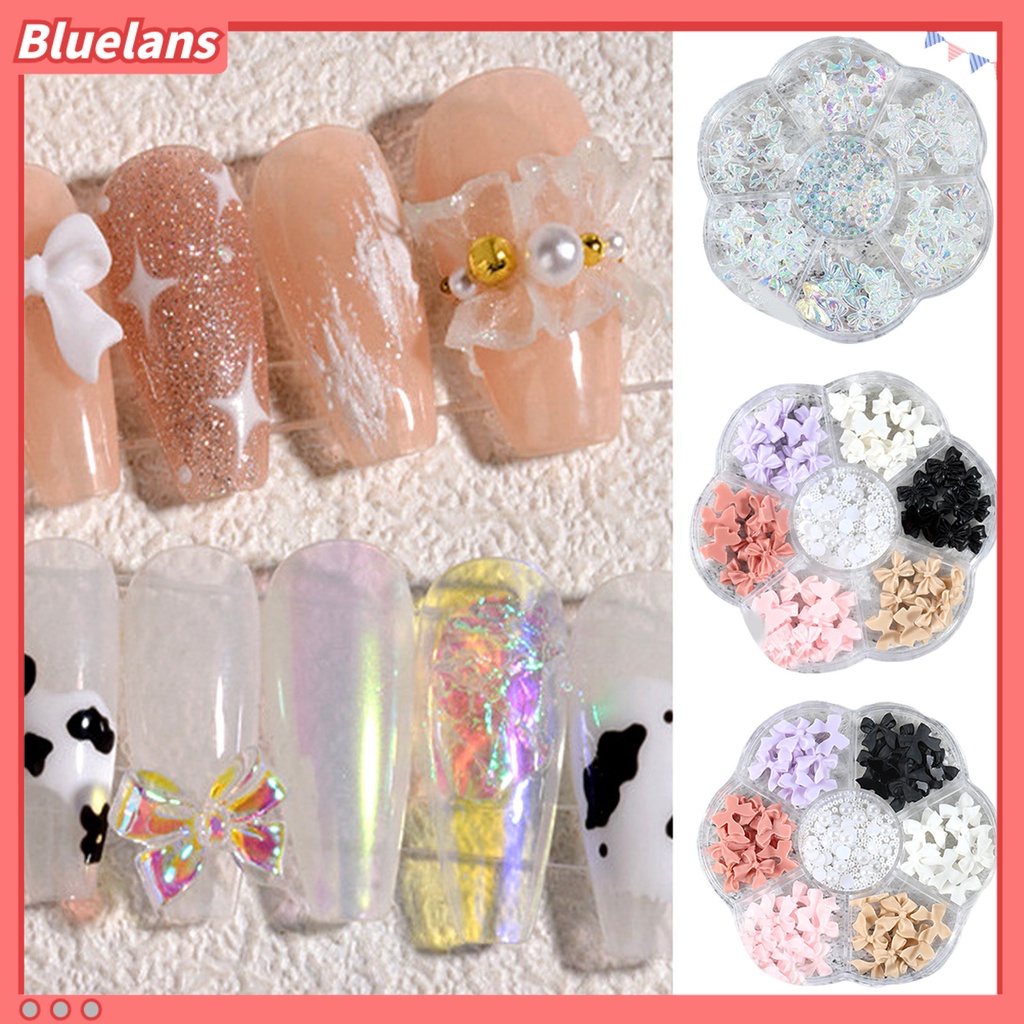 [BLM] 1kotak Kuku Camellia Dekorasi High Gloss Flat Bottom Bersinar DIY Campuran Busur Manicure Berwarna Berlian Imitasi Nail Art Decor Nail Salon Supply