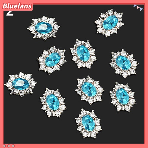 [BLM] Stiker Nail Art Kristal Berlian Imitasi Alloy Wanita Gadis Dekorasi Bunga 10Pcs /Set