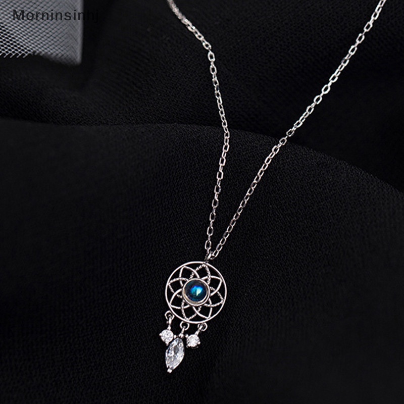 Mornin Fashion Kristal Rumbai Moonstone Dream Catcher Charm Kalung Untuk Wanita Kreatif Liontin Elegan Pesta Kalung Perhiasan Hadiah id