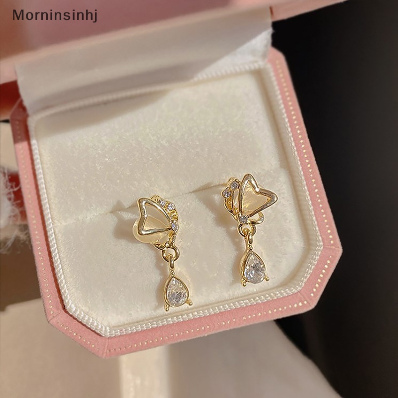 Mornin Desain Kreatif Kupu-Kupu Opal Stud Earrings Fashion Tetesan Air Zirkon Liontin Anting Untuk Wanita Hadiah Hari Valensi Romantis id