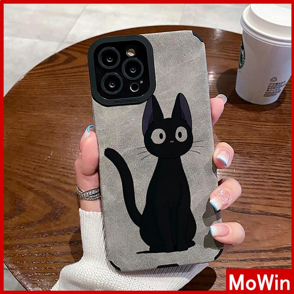 Case iPhone 14 Pro Max iPhone Case Murid Stiker Suede Tahan Guncangan Penutup Kamera Perlindungan Sederhana Lucu Kucing Hitam Kompatibel dengan iPhone 13 Pro max 12 Pro Max 11 xr xs max 7Plus 8Plus