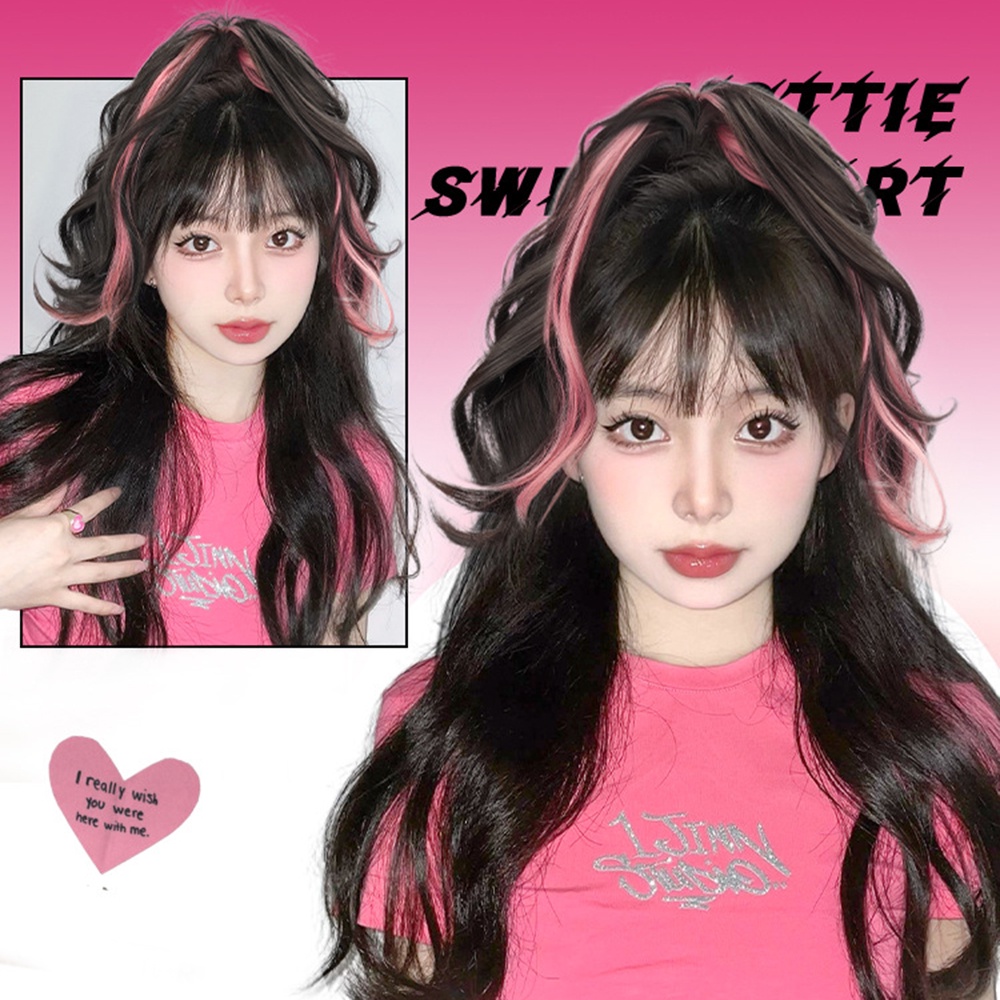 Y2k Gadis Pedas Disorot Wig Keriting Setengah Ekor Kuda Wanita Klip Gaya Simulasi Berbulu Wig Rambut Ekstensi 38CM