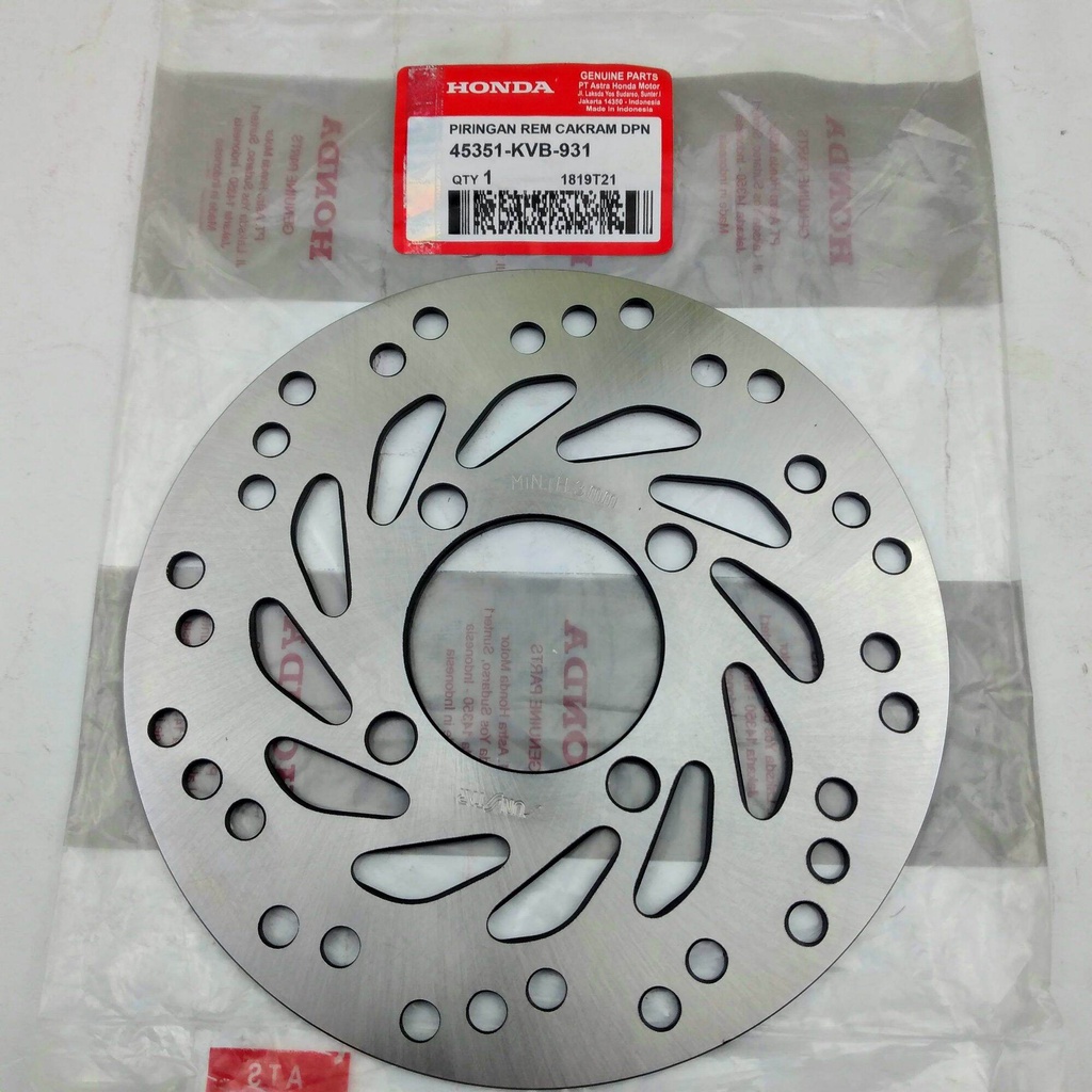 piringan cakram depan vario KVB - piringan rem cakram depan beat Ori Premium - 45351-KVB-931