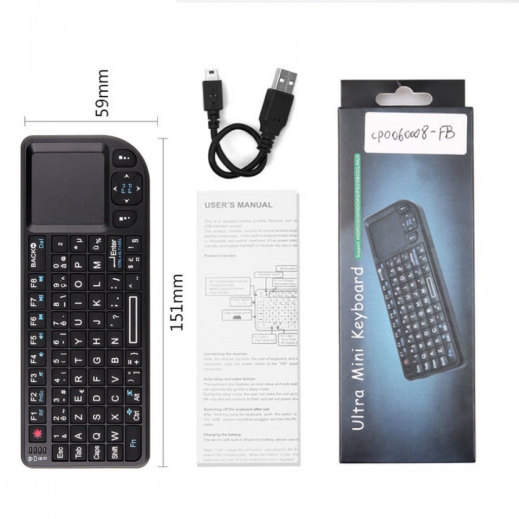 HotLouse Keyboard Wireless Mini Pointer 2.4GHz Dengan Touch Pad