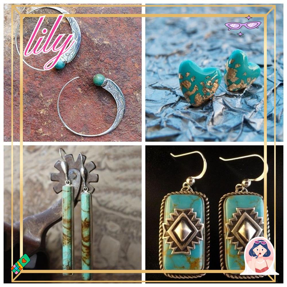 Lily 1pasang Anting Kait Pirus Pernikahan Bohemian Vintage Perhiasan