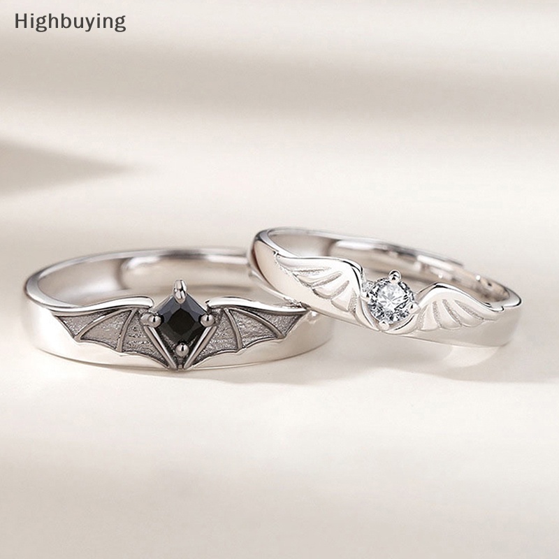 Hbid 1pasang Cincin Pasangan Angel Demon Untuk Wanita Pria Romantis Fashion Desain Sayap Cincin Pertunangan Yang Dapat Disesuaikan Perhiasan Pernikahan Glory