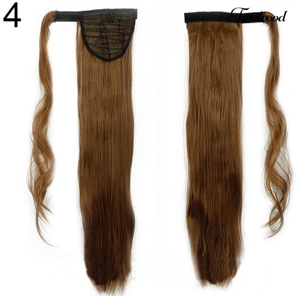 Twowood Wanita Gadis Panjang Lurus Bergelombang Ponytail Wig Klip in Pony Tail Hair Extensions