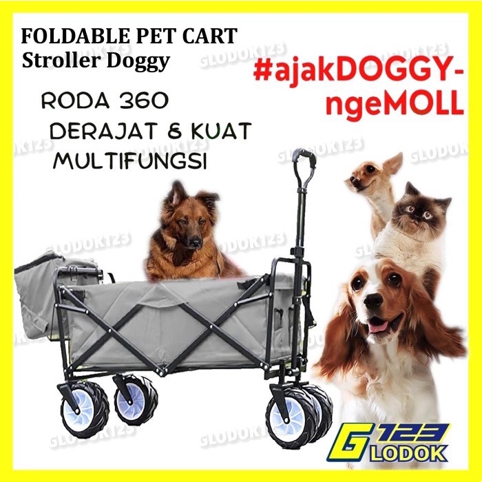 Trolley Troli Lipat Anjing Dog Kucing Pet Stroller Keranjang Belanja