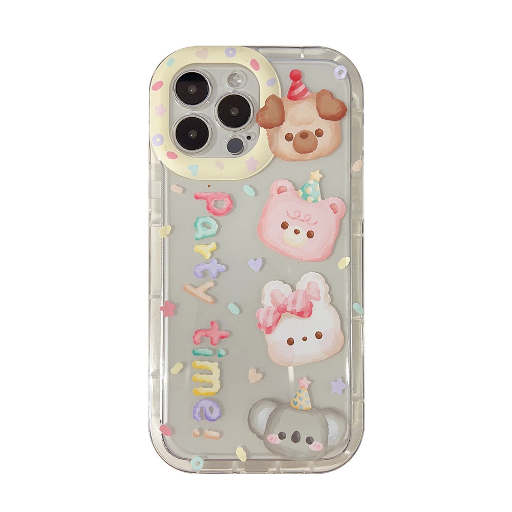 IPHONE Ins Lucu Kelinci Anjing Pesta Kartun Silikon Case Untuk Iphone14 11 12 13 PRO MAX Casing Cover Pelindung AT0353