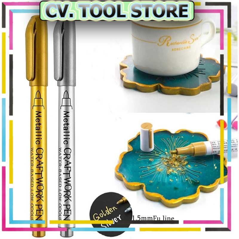 

TOOL STORE - GuangNa Spidol Permanen Marker Metallic Chrome Gold Silver 1.5mm 4 PCS - GN550