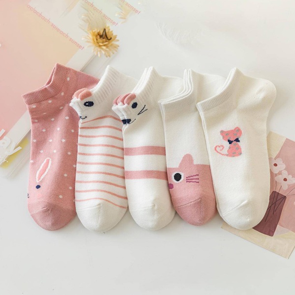 BRGUNIK Kaos Kaki Wanita Motif Kucing Lucu Fashion Korea KK129