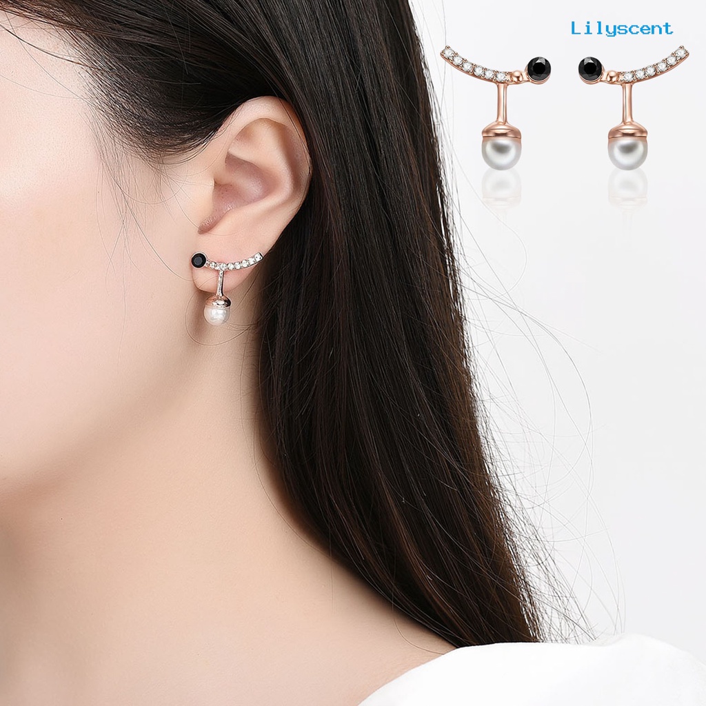 [LS]1 Set Perhiasan Set Geometris Mutiara Imitasi Berlian Imitasi Electroplating High Gloss Dekorasi Hypoallergenic Aksesoris Pengantin Kalung Anting Set Perhiasan Aksesori