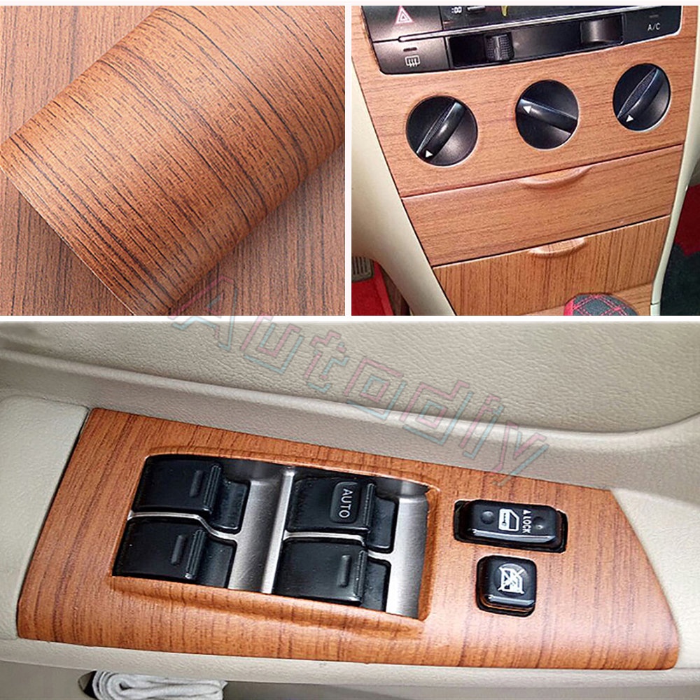 100*30cm Serat Kayu Wrap Film Stiker Mobil Gaya Retro Decals Auto Interior Wood Textured Film Self-adhesive Wrap