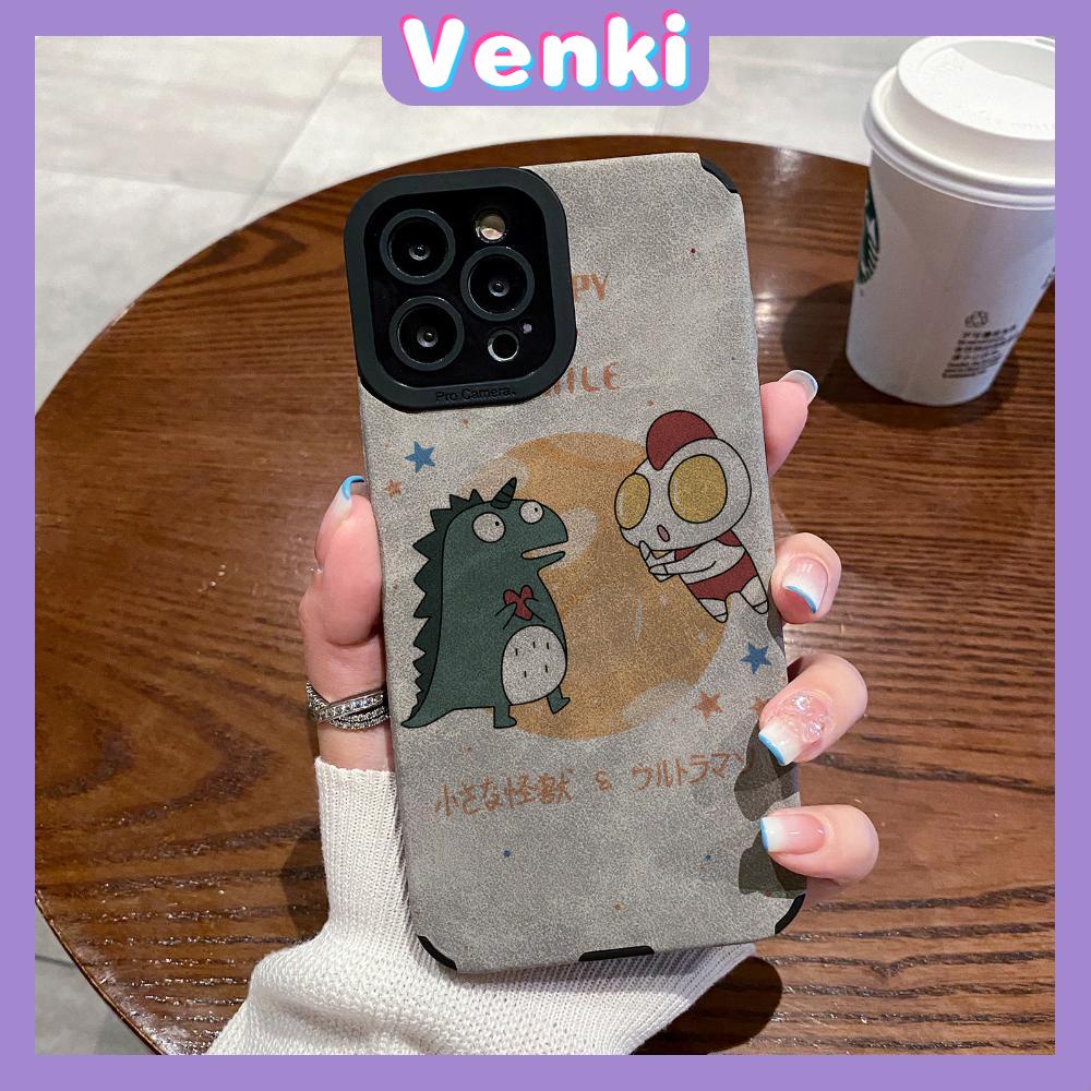 VENKI - Untuk iPhone 11 Case Leather Pupil Suede Case Soft Shockproof Case Camera Simple Cute Monster Superman Kompatibel iPhone 14 13 Pro max 12 Pro max xr xs 7Plus 8Plus