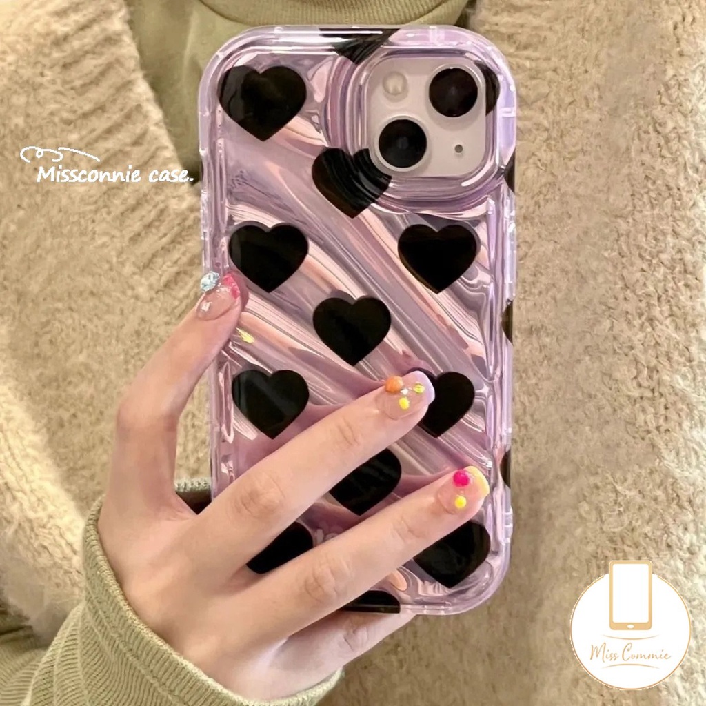 IPHONE Mewah Kartu Laser Dazzle Warna Cinta Hati Case Kompatibel Untuk Iphone11 13 14 12 Pro MAX 6 6S 78 Plus XR X XS MAX 7Plus 8Plus SE 2020 Kreatif 3D Stereo Motif Bergelombang Cover