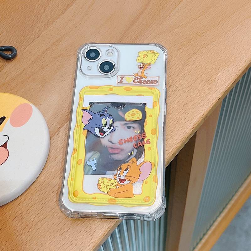 Card Case Cheese Tom &amp; Jerry Soft Case HP iP iPhone 14 13 12 11 Pro X XS XR Max 7 8 + Plus Yellow FTD Casing Apple