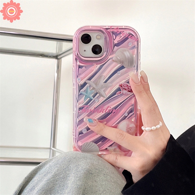 Casing Kartu Laser Mewah Kompatibel Untuk IPhone 7Plus 11 13 14 12 Pro Max7 8 6 6S Plus XR X XS MAX SE 2020 Fantasi Mutiara Shell 3D Stereo Korgasi Kreatif Huruf Sederhana Soft Cover