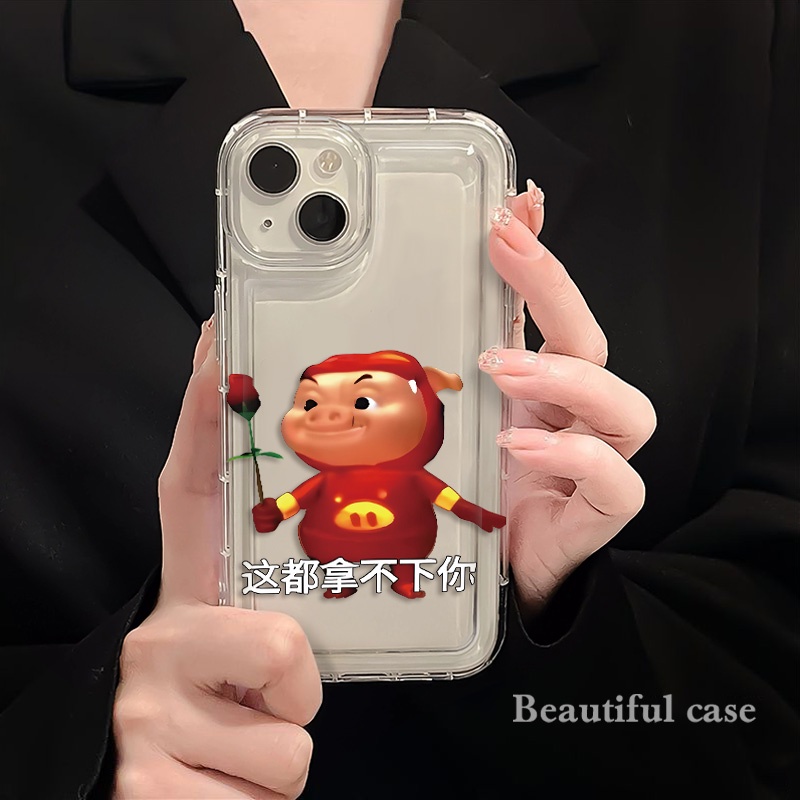 IPHONE Happy Couple Pigs Case Kompatibel Untuk Iphone14 13 11 12 Pro XS Max X Xr7 +8 Plus Casing Ponsel Silikon Lembut TPU Shockproof Cover