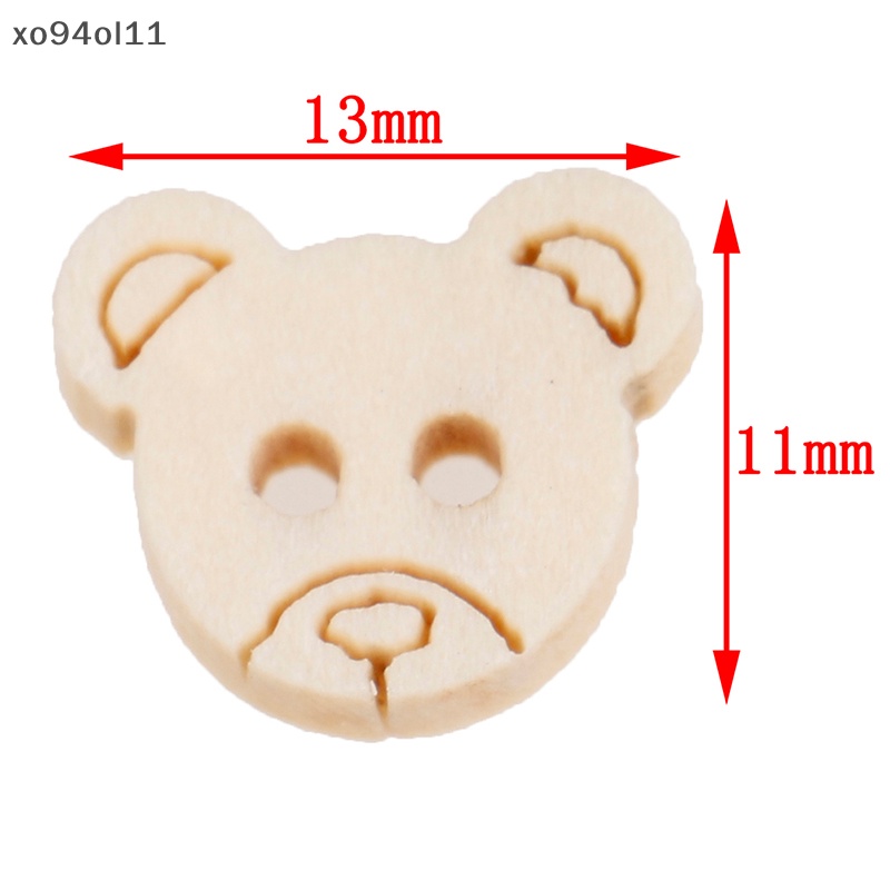 Xo 20pcs Teddy Bear Ch 2lubang Kancing Jahit Kayu Untuk Anak 13x11mm OL