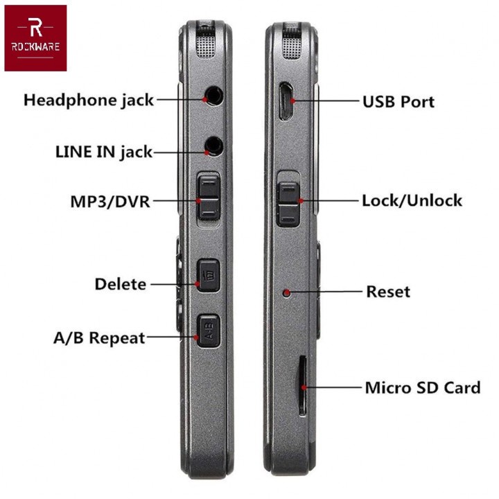 28 ROCKWARE RW-AVR06 - Digital Voice Recorder - Perekam Suara Digital 8GB