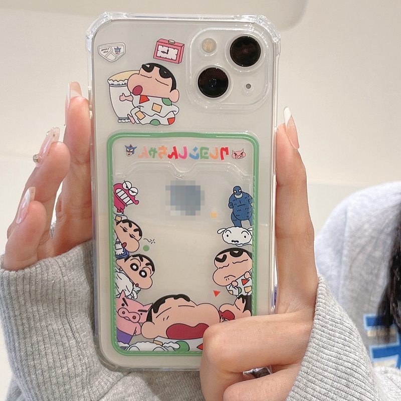 Card Case Sleep Crayon Shin-chan Soft Case HP iP iPhone 14 13 12 11 Pro X XS XR Max 7 8 + Plus FTD Casing Apple