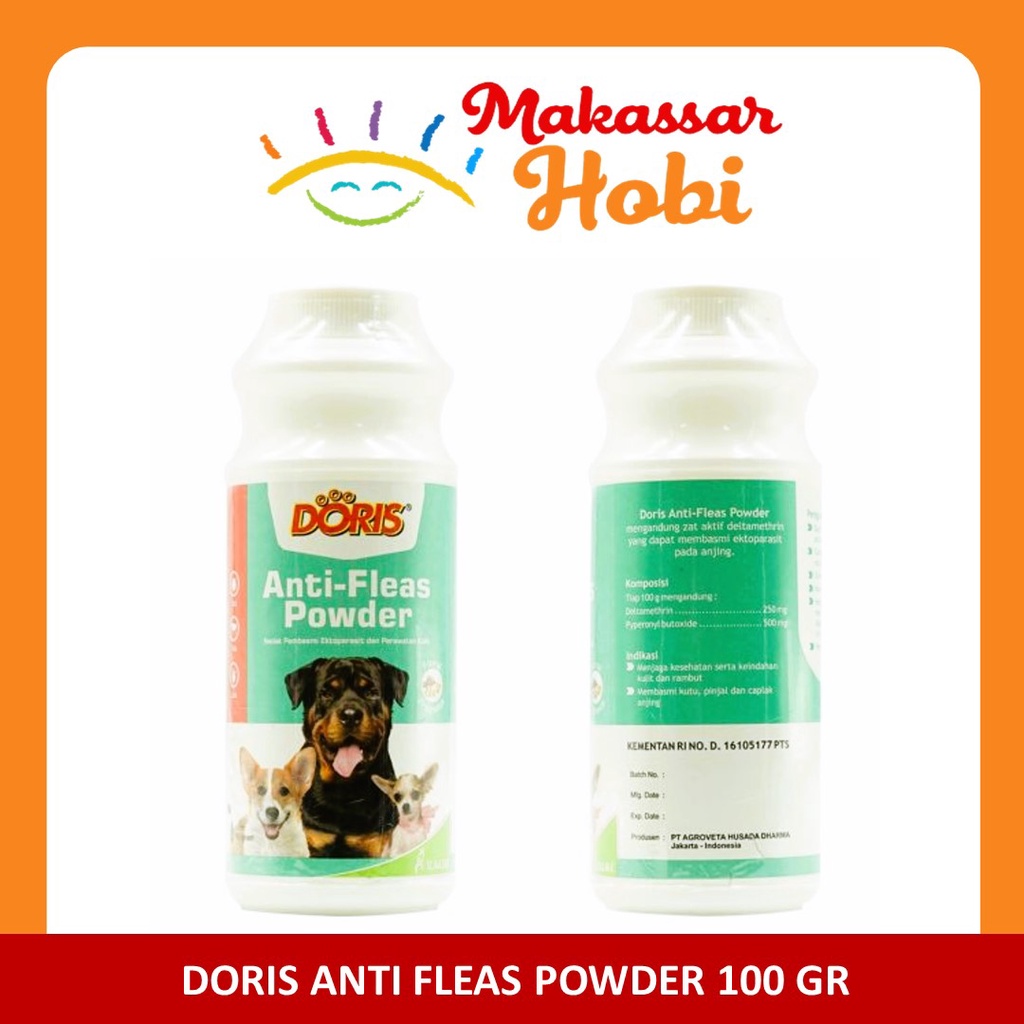 Bedak Kutu Anjing Kucing DORIS 100gr Pembasmi Anti Basmi Flea and Tick