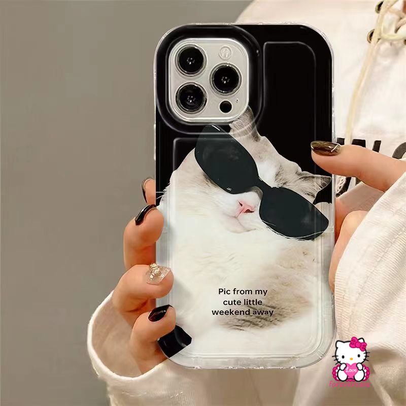 Cute Wear Sunglasse Animal Case Untuk Redmi 12C A1 A2 10A 9 9T 9A 9C Nfc10 Redmi Note 11 10 10s 8 10 Pro Max 9 11s POCO F4 Kisi Tidak Teratur Cool Cat Dog Couple Airbag Soft Case