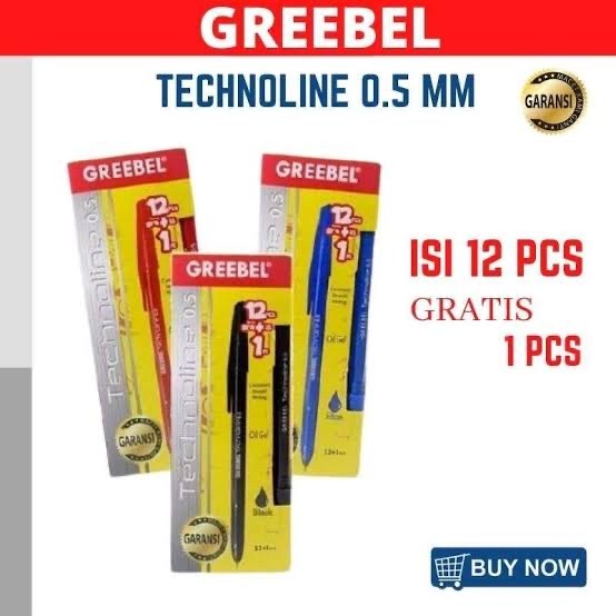 

Pulpen Greebel 0,5mm hitam/merah/biru - Hitam, PACK