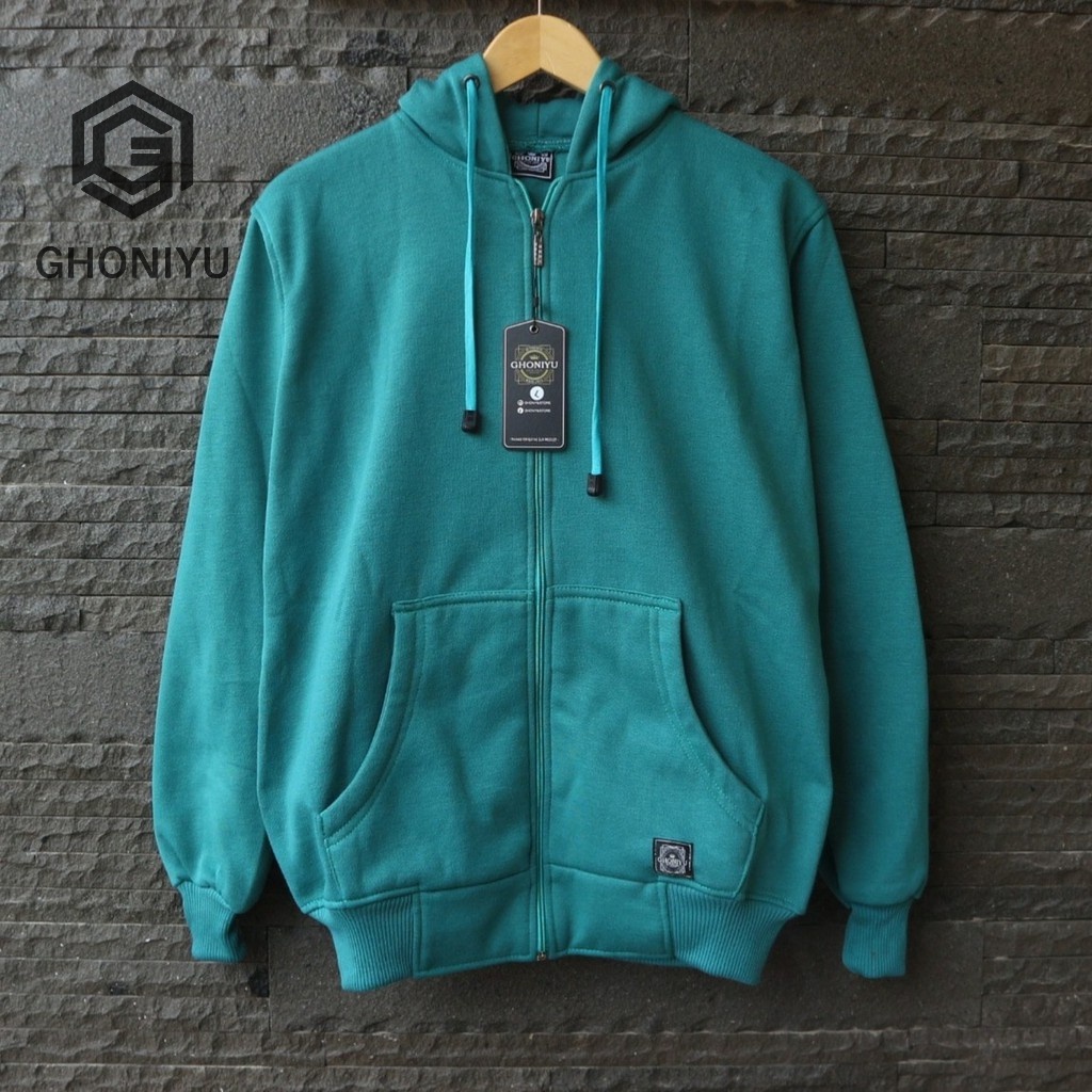 JAKET ZIPPER HOODIE POLOS/KOMBINASI ORIGINAL GHONIYU JUMBO