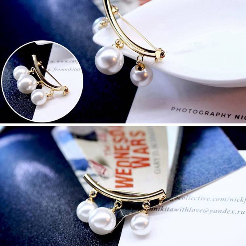 Fashion Mutiara Tetap Tali Pesona Safety Pin Bros Tetap Anti Slip Pin Korea Ikatan Simpul Pearl Brooch