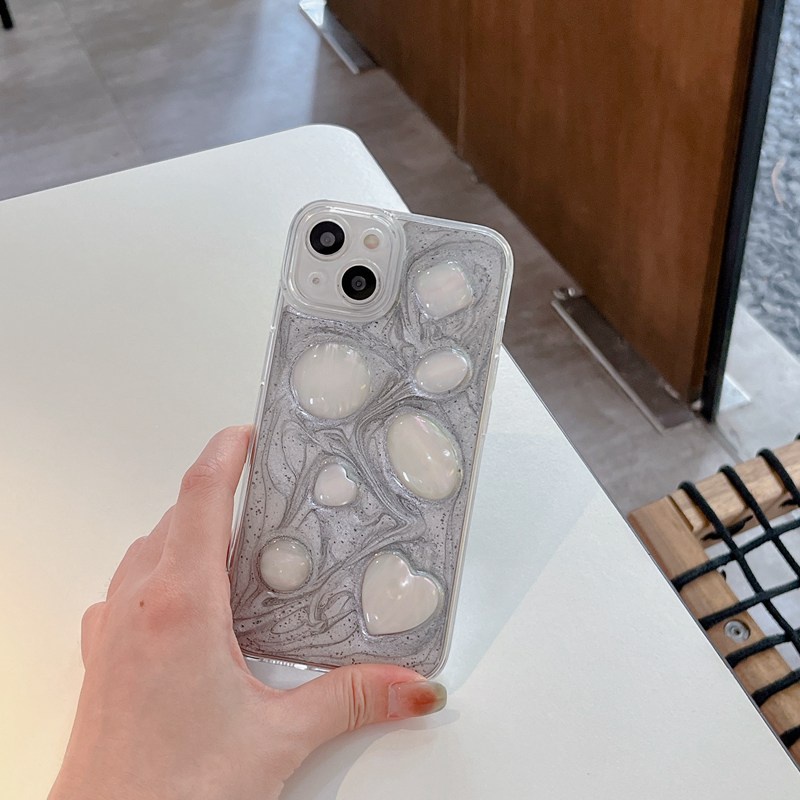 Silver Grey Pigment Jade Soft TPU Case HP iP iPhone 14 13 12 11 Pro X XS XR Max 7 8 + Plus SE 2020 2022 Drop Glue FTD Casing Apple